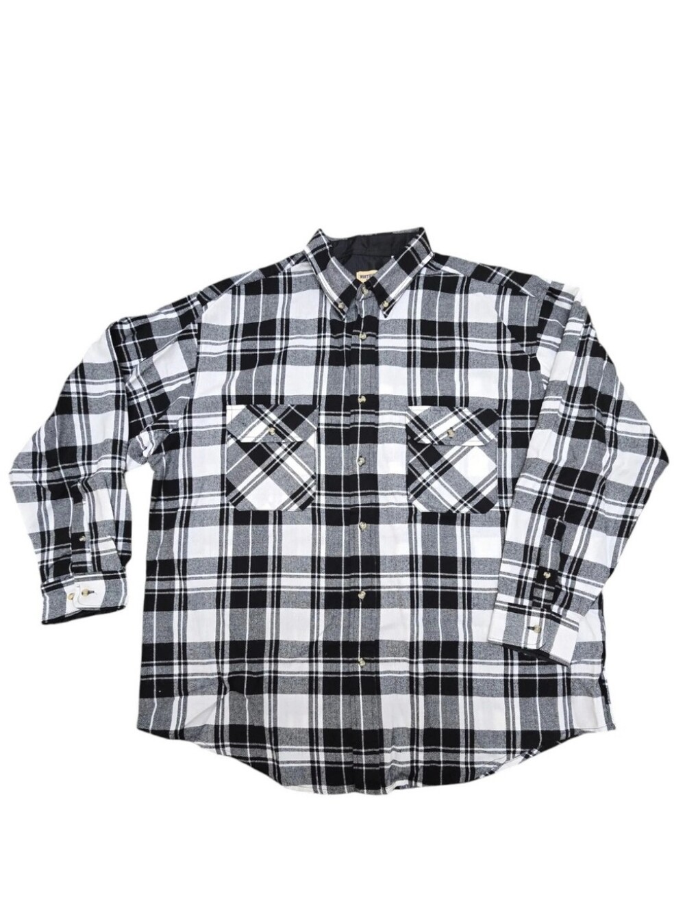 Northwest Blue Plaid Flannel Shacket XL Black & White Workwear Shirt Gorpcore